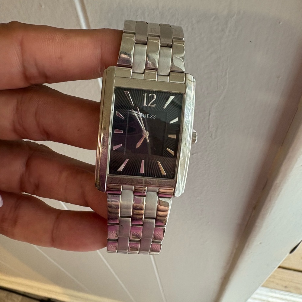 Guess Silver Watch with Black Face